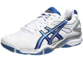 Asics Men's Gel-Resolution 5 Grass Court Tennis Shoes in White/Royal Blue/Lightning