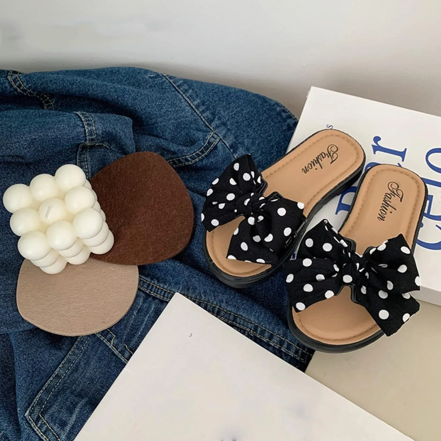 Beach Slippers Summer Sliders Sandals Toddler Baby Print Bow Open Toe Slippers Pool Shower Anti-Slip Shoes