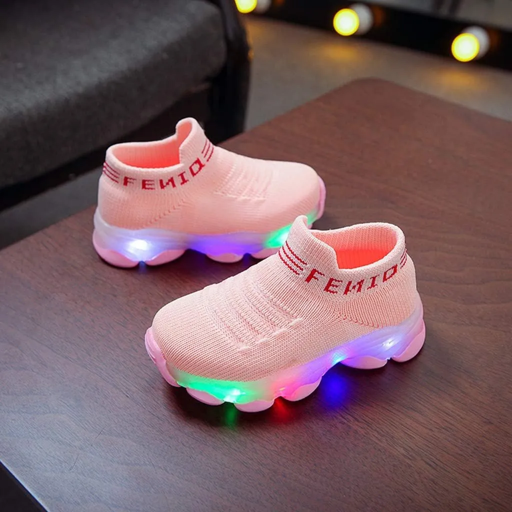 Cathalem Sneakers for Girls Boys Kids Baby LED Light Sneakers Walking Shoes 1-6 Years Old Kids Mesh Sport Running Shoes