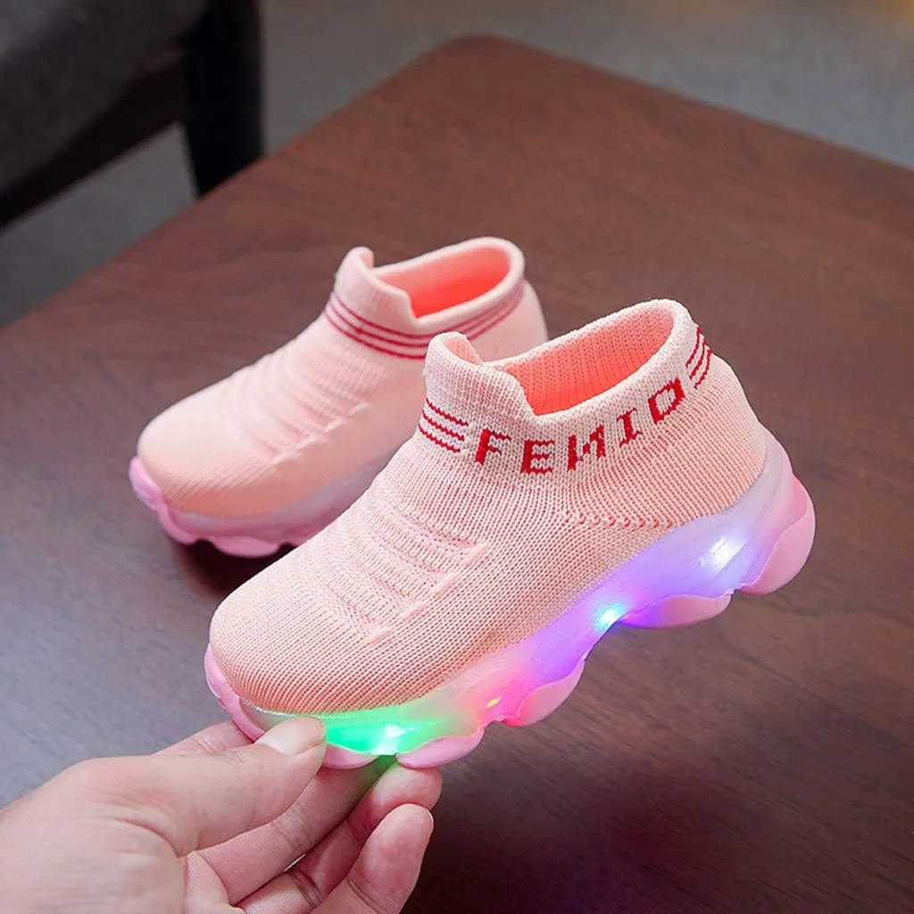 Cathalem Sneakers for Girls Boys Kids Baby LED Light Sneakers Walking Shoes 1-6 Years Old Kids Mesh Sport Running Shoes