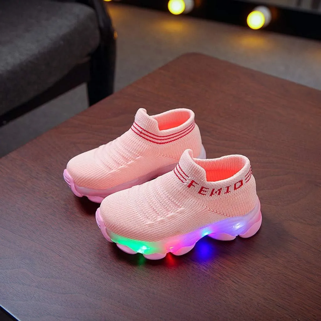 Cathalem Sneakers for Girls Boys Kids Baby LED Light Sneakers Walking Shoes 1-6 Years Old Kids Mesh Sport Running Shoes