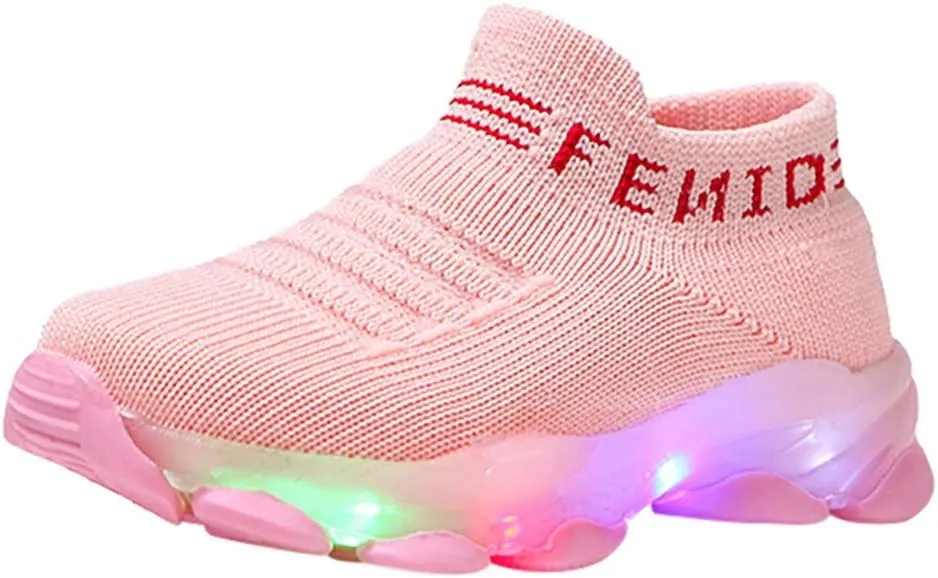 Cathalem Sneakers for Girls Boys Kids Baby LED Light Sneakers Walking Shoes 1-6 Years Old Kids Mesh Sport Running Shoes
