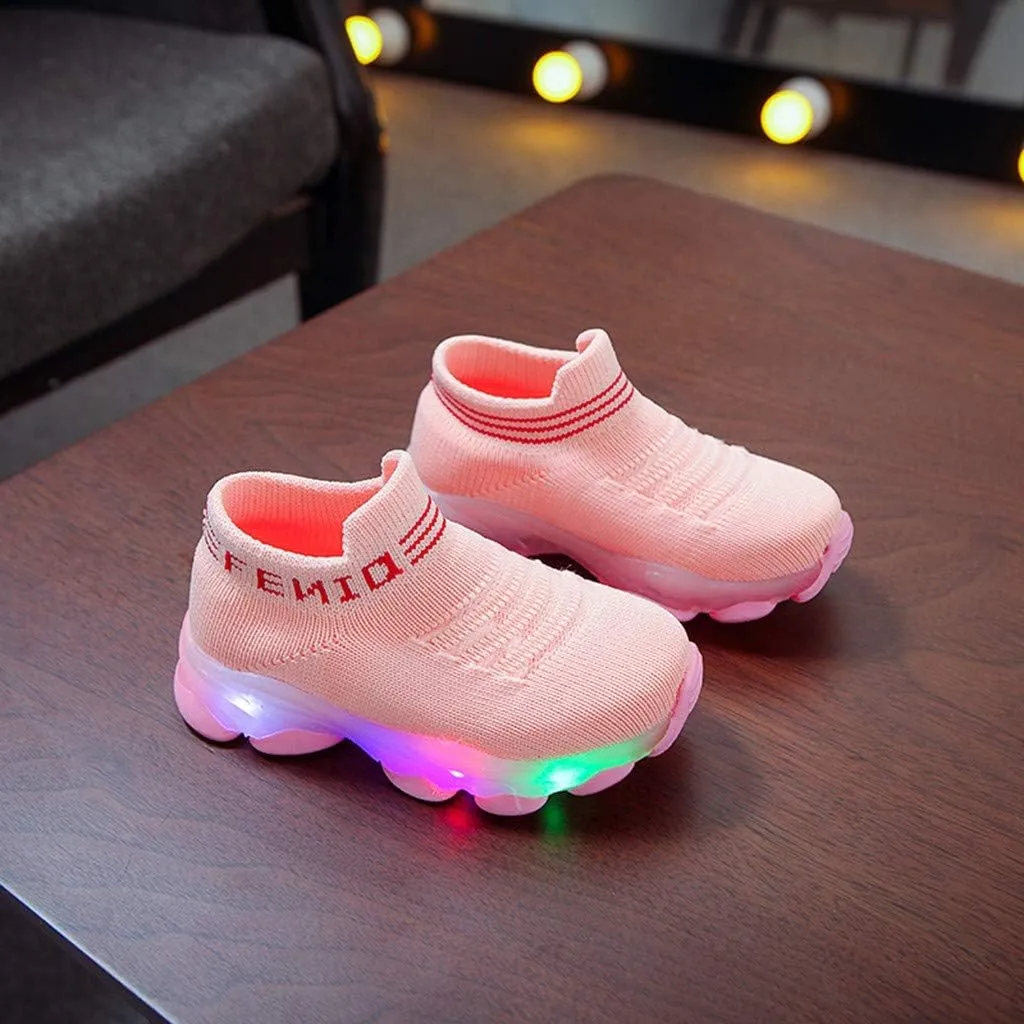 Cathalem Sneakers for Girls Boys Kids Baby LED Light Sneakers Walking Shoes 1-6 Years Old Kids Mesh Sport Running Shoes