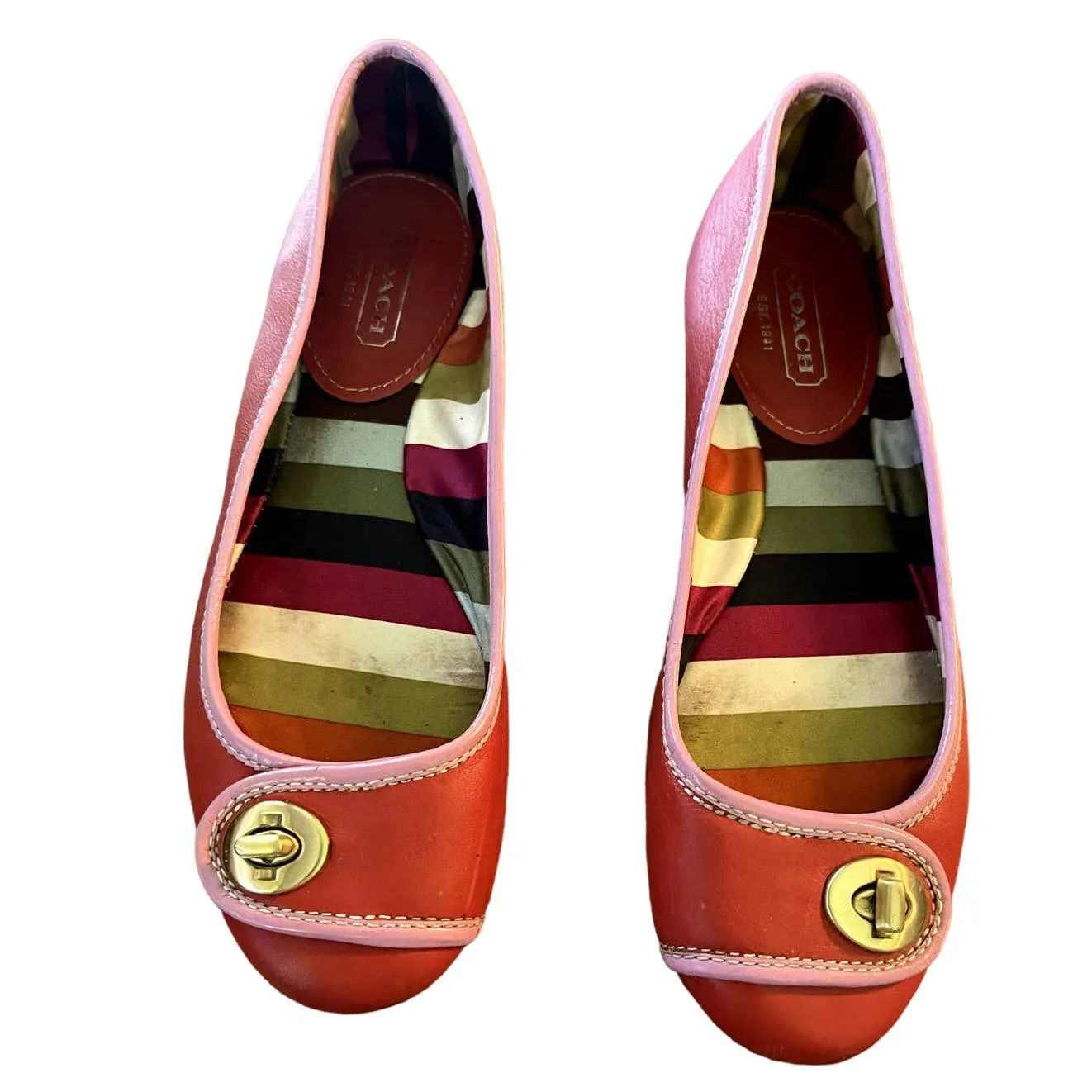 Coach Lock Slip On Ballet Leather Slip On Sandals Size 6