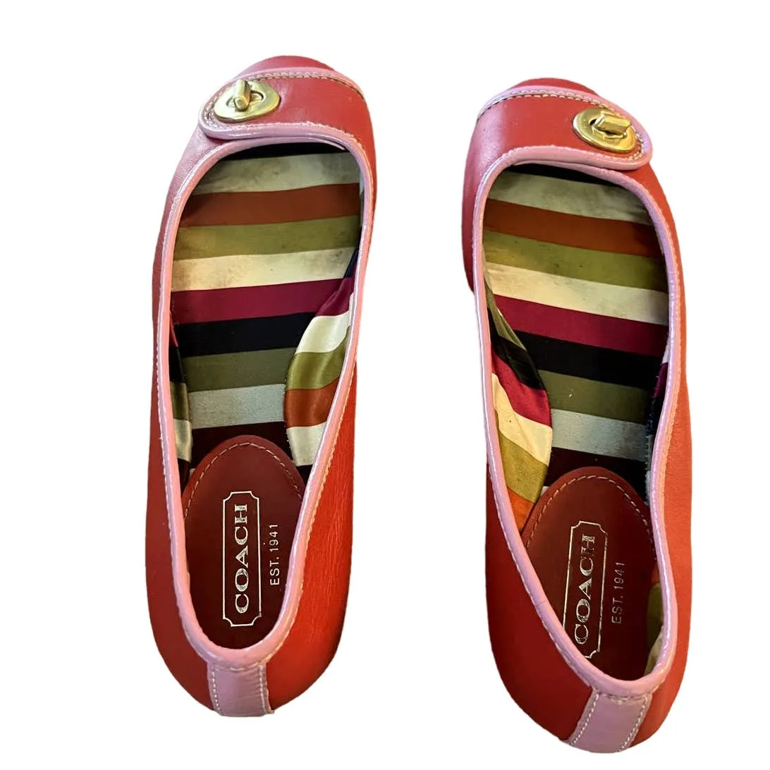 Coach Lock Slip On Ballet Leather Slip On Sandals Size 6