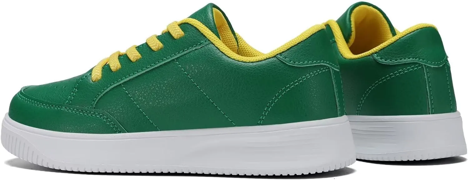 DSWED Unisex-Child Leather Lightweight Breathable Knit Athletic Running Sneakers for Kids Shoes for Boys Girls