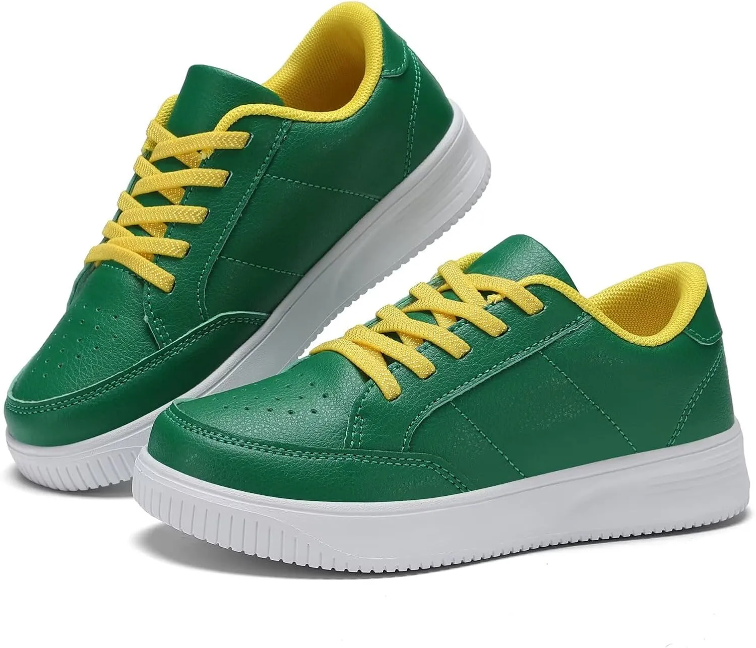 DSWED Unisex-Child Leather Lightweight Breathable Knit Athletic Running Sneakers for Kids Shoes for Boys Girls