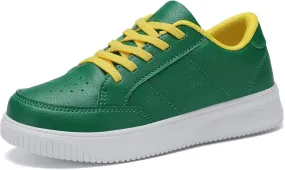 DSWED Unisex-Child Leather Lightweight Breathable Knit Athletic Running Sneakers for Kids Shoes for Boys Girls