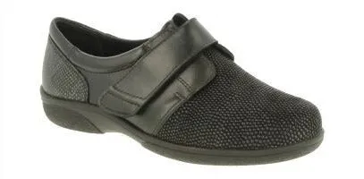 Womens Easy B Firecrest Black Stretch Velcro Shoes - Style 78999A