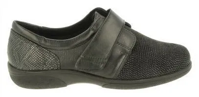 Womens Easy B Firecrest Black Stretch Velcro Shoes - Style 78999A
