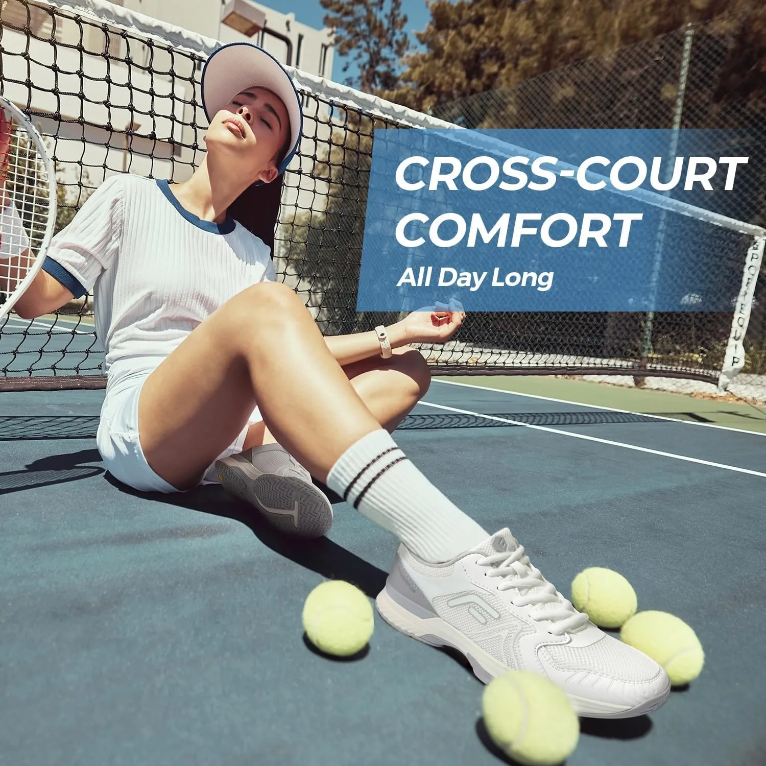 FitVille Wide Women's Pickleball Shoes Cloud-Like Lightweight Tennis Shoes with Arch Support Breathable Court Shoes for Racketball, Squash & Wide Toe Box