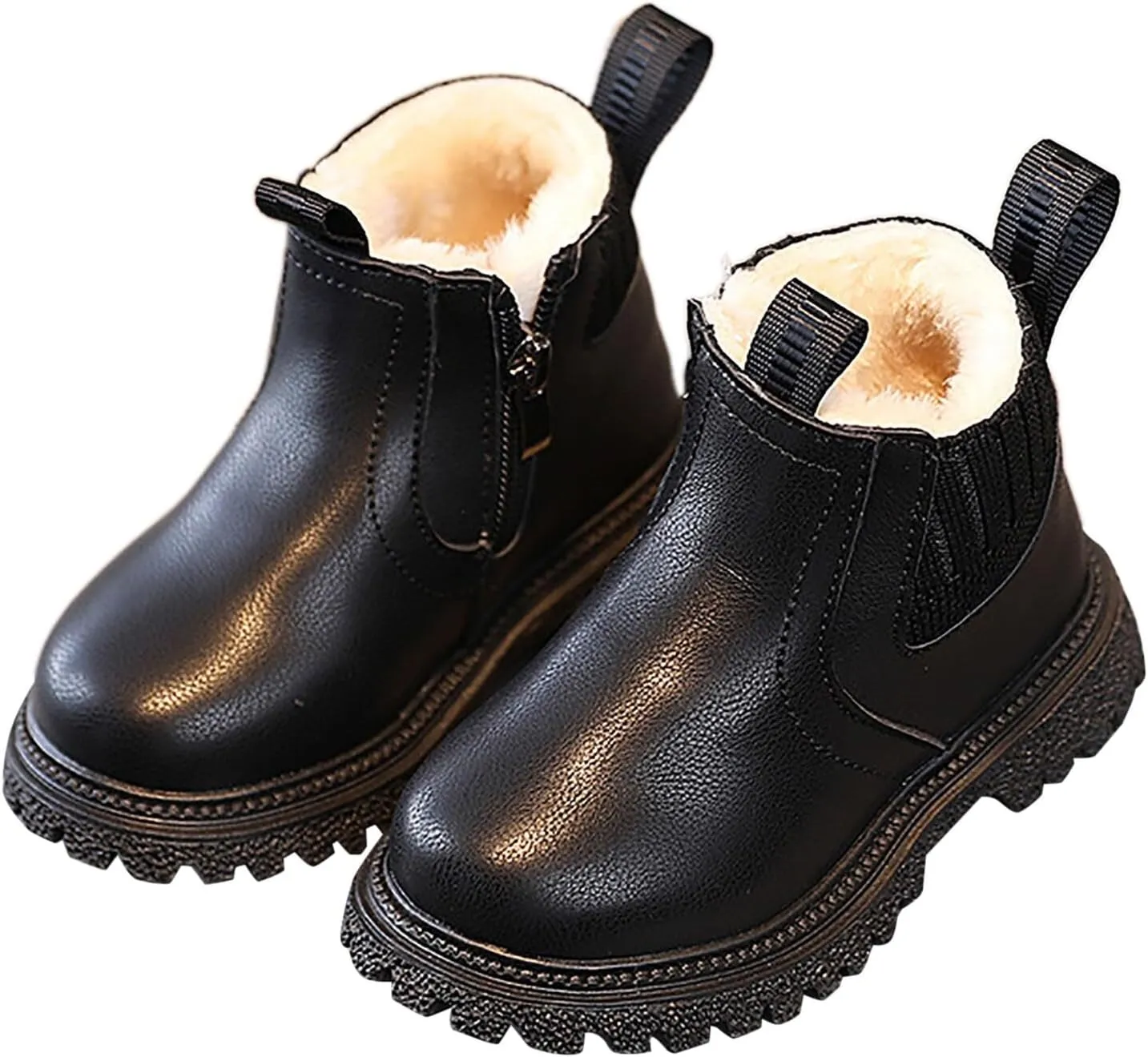 Girls Boots Kids Boys Winter Faux Fur Zipper Warm Fuzzy Go Kid's Cozy Walking Ankle Boots