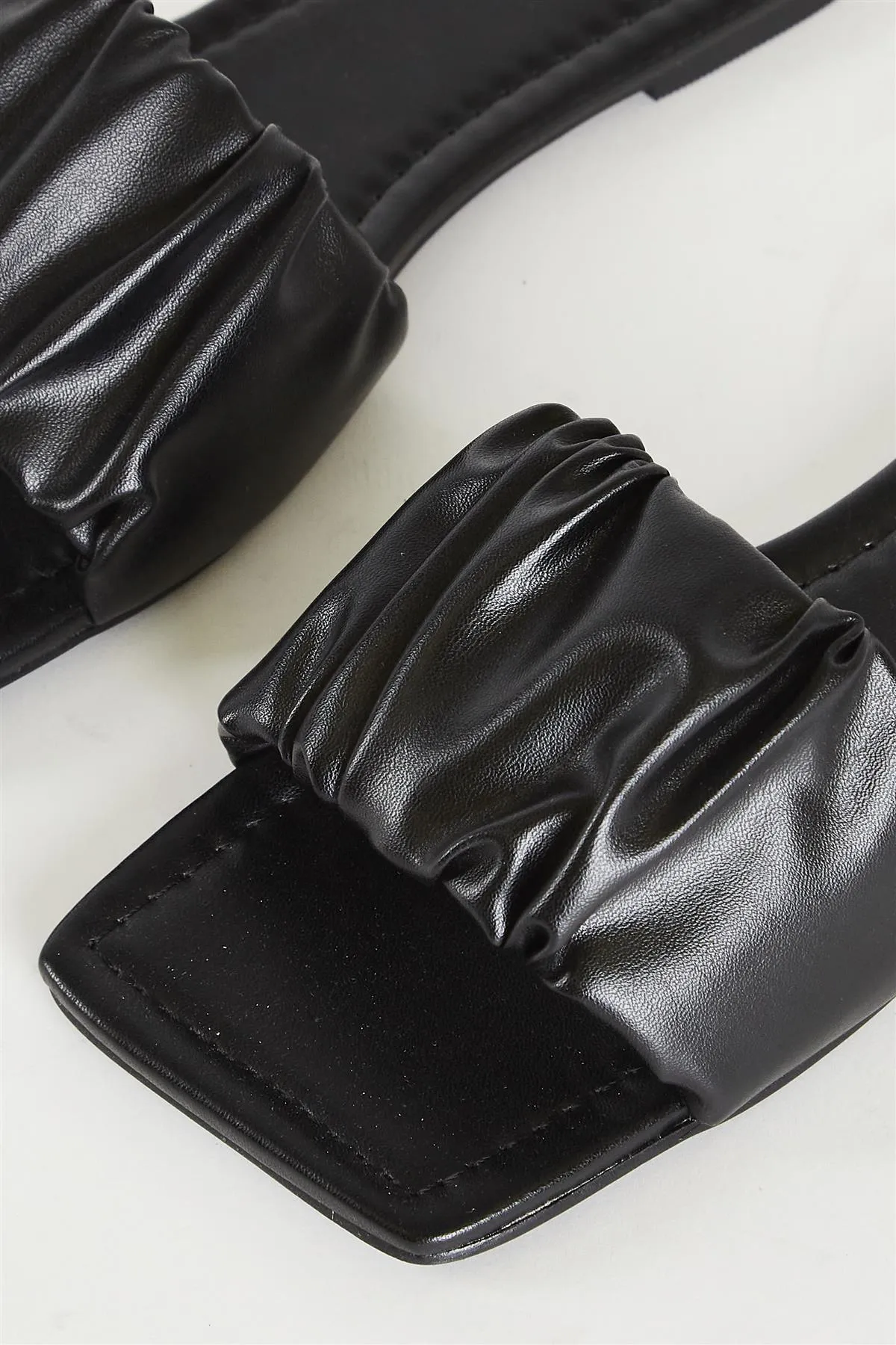 Glamorous Black Ruched Sliders