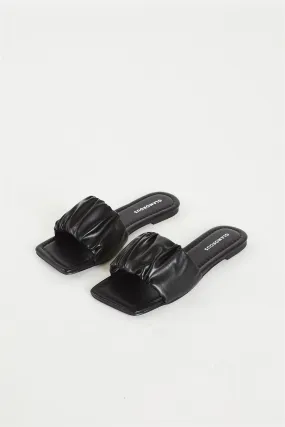 Glamorous Black Ruched Sliders