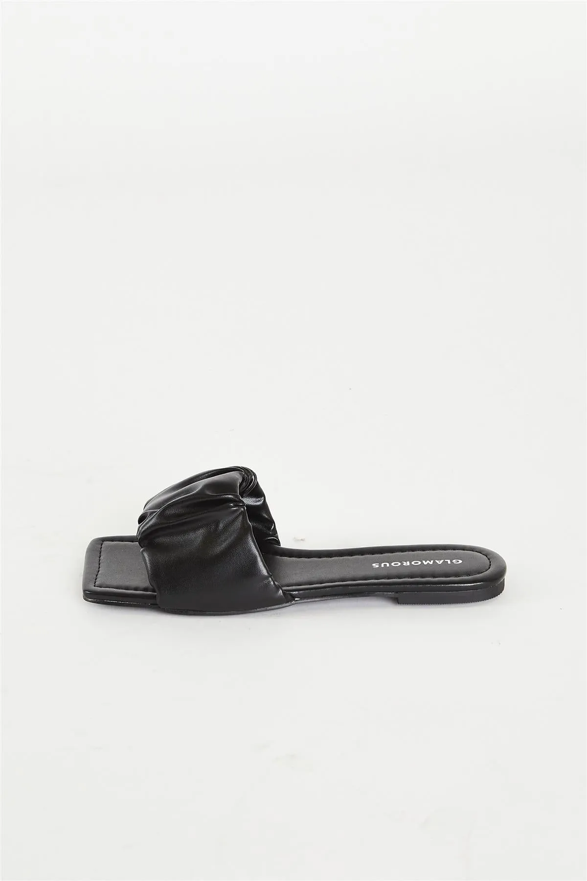 Glamorous Black Ruched Sliders