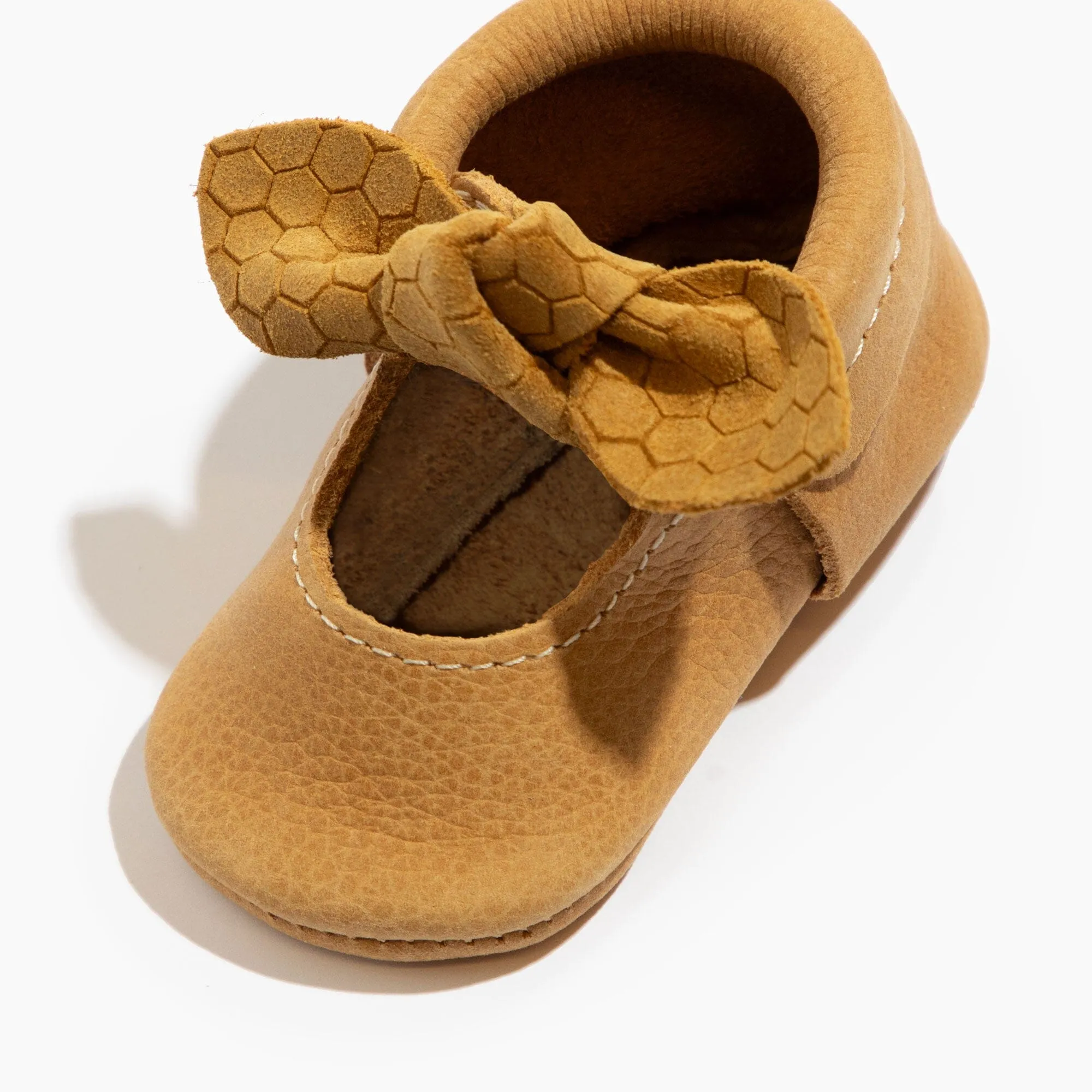 Honeycomb Knotted Bow Baby Shoe