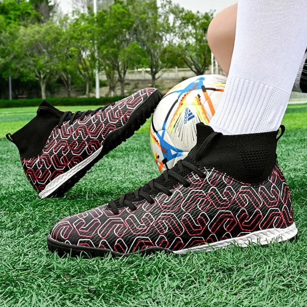 Maylrvjv Men's High-Top Soccer Shoes Anti-Slip Wear-Resistant Football Boots Spikes Athletic Shoes
