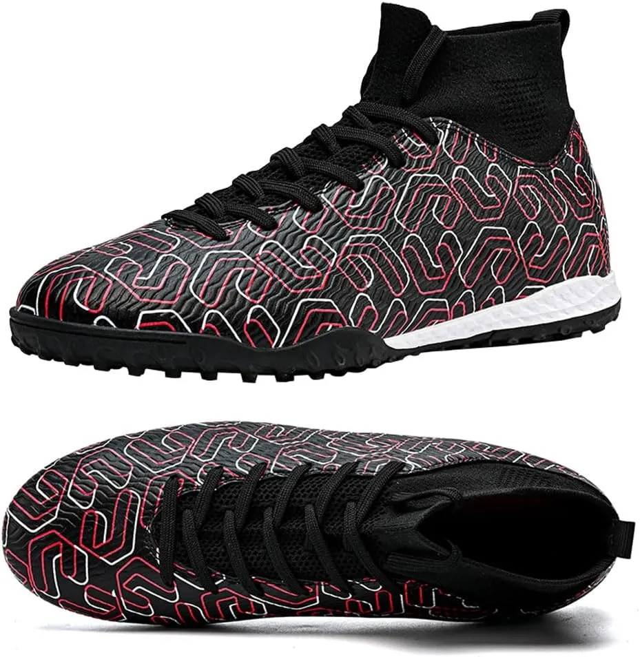 Maylrvjv Men's High-Top Soccer Shoes Anti-Slip Wear-Resistant Football Boots Spikes Athletic Shoes