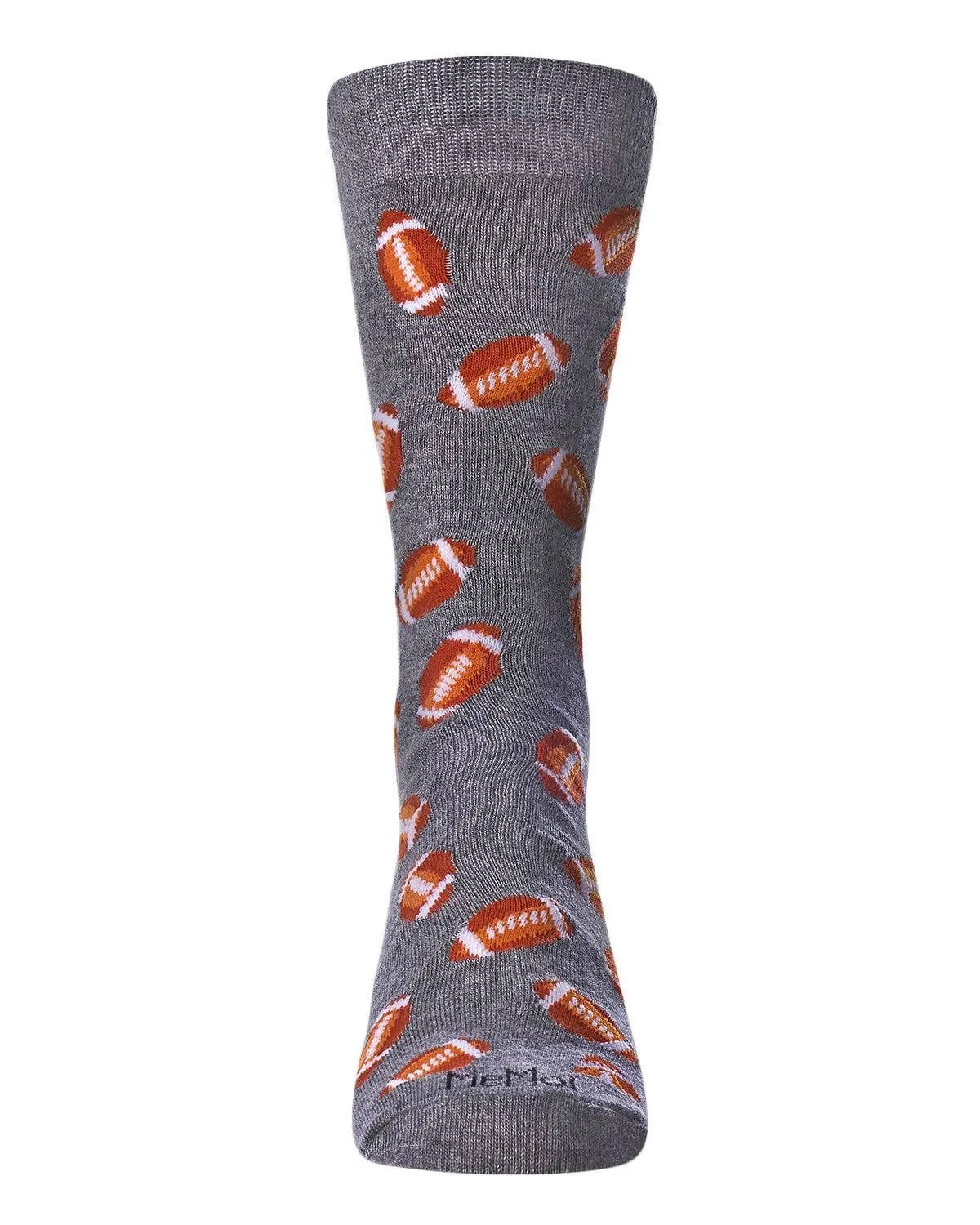 Men's Bamboo Crew Socks - Football, Medium Gray Heather, O/S 10-13