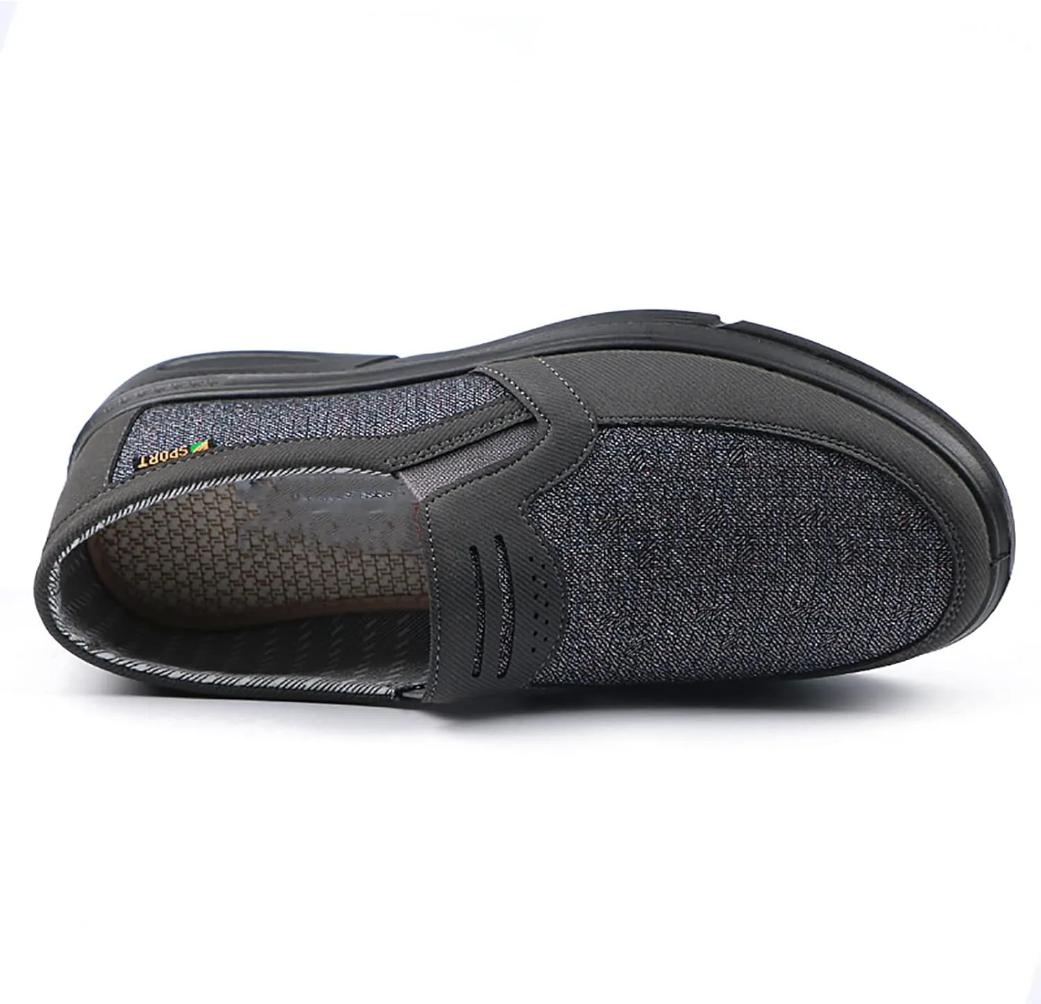 Men's Slip-on Wide Canvas Low-top Loafers, Spring Autumn Middle-Aged Casual with Arch Support Comfort Lightweight Driving Travel Walking Shoes