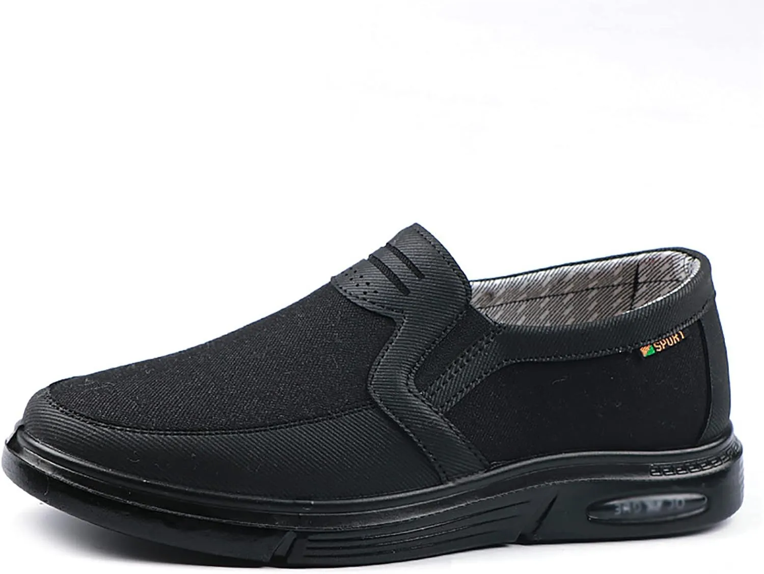 Men's Slip-on Wide Canvas Low-top Loafers, Spring Autumn Middle-Aged Casual with Arch Support Comfort Lightweight Driving Travel Walking Shoes