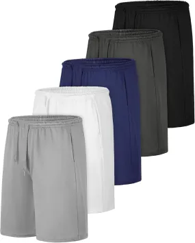 Resinta 5 Pack Boys Athletic Shorts Kids Youth Basketball Shorts Active Performance Quick Dry Gym Elastic Waist with Pockets