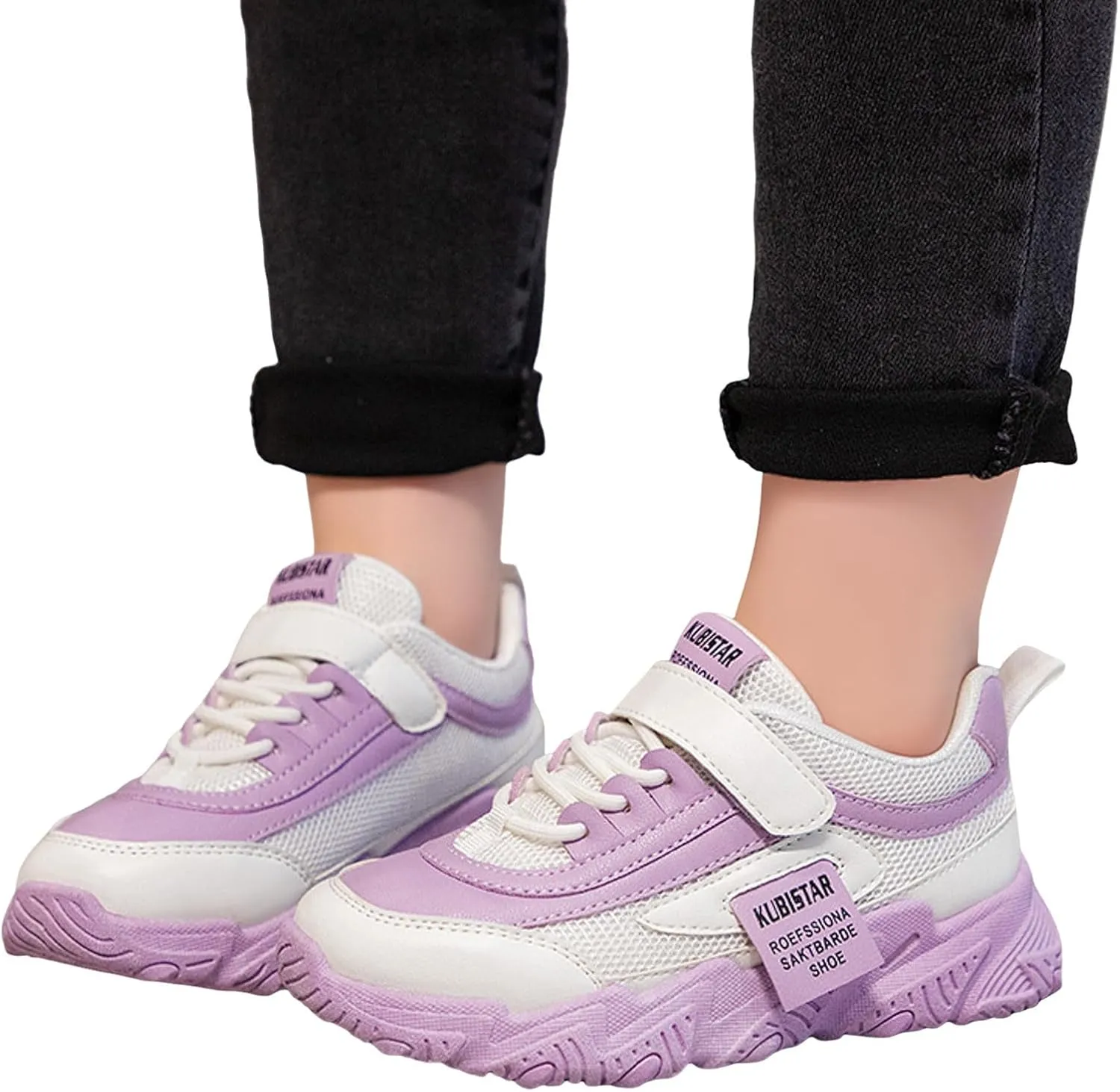 Sneakers for Girls Causal Hook and Loop Lightweight Breathable Knit Athletic Running Sneakers for Kids Comfortable Sole Shoes