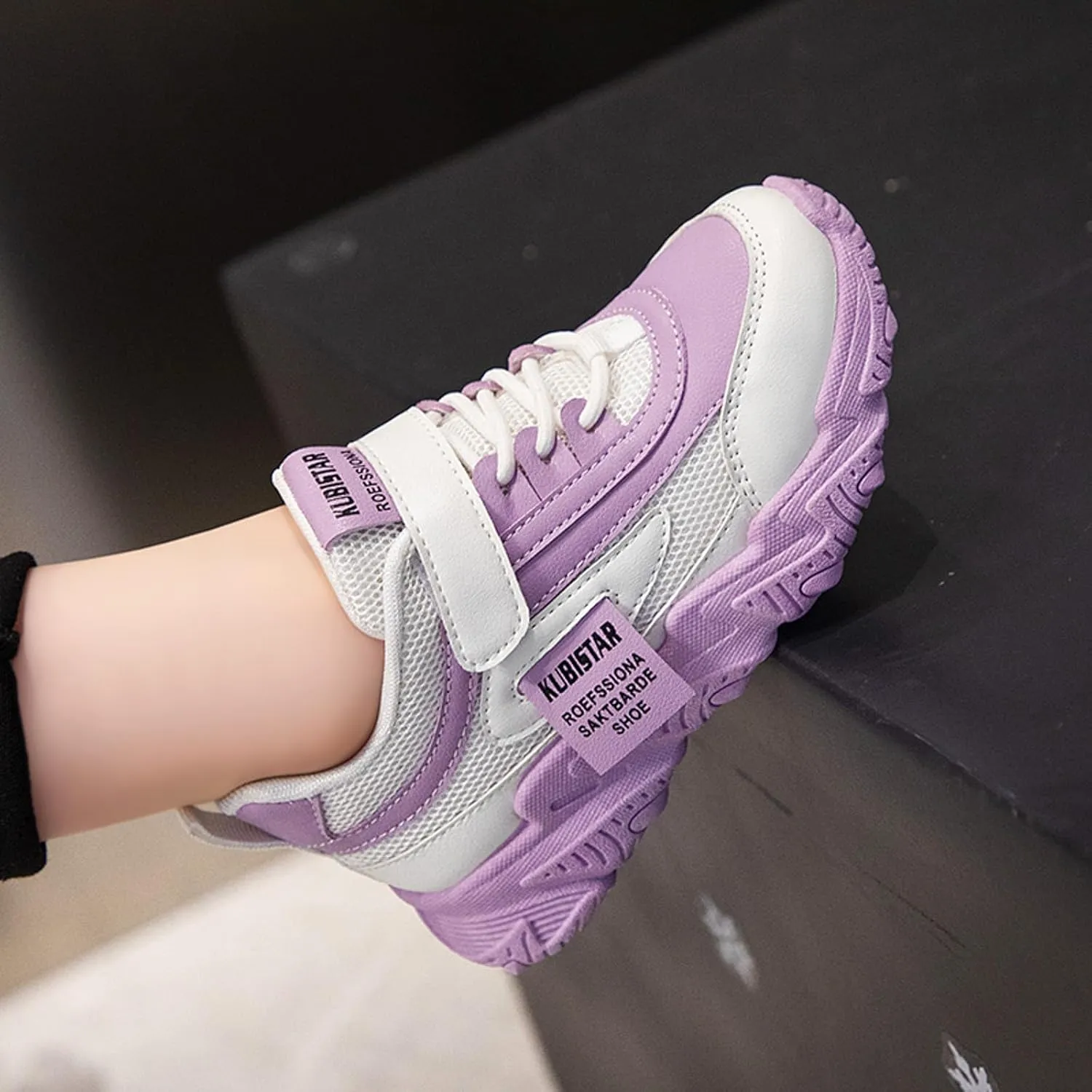 Sneakers for Girls Causal Hook and Loop Lightweight Breathable Knit Athletic Running Sneakers for Kids Comfortable Sole Shoes