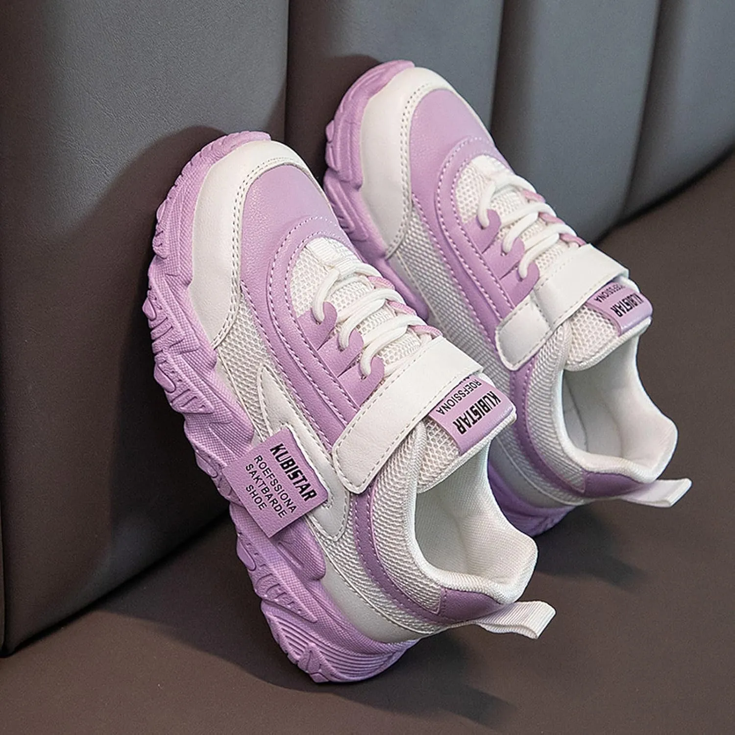 Sneakers for Girls Causal Hook and Loop Lightweight Breathable Knit Athletic Running Sneakers for Kids Comfortable Sole Shoes
