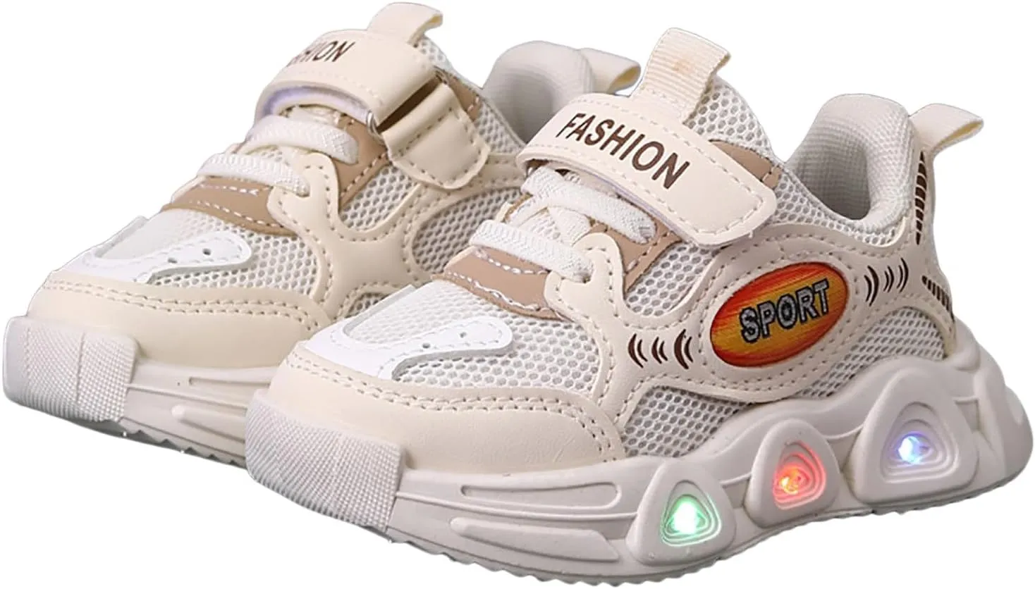 Sneakers for Girls Luminous Light Up Running Shoes with Hook and Loop Kids Non-Slip LED Flashing Breathable Walking Shoes