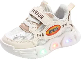 Sneakers for Girls Luminous Light Up Running Shoes with Hook and Loop Kids Non-Slip LED Flashing Breathable Walking Shoes