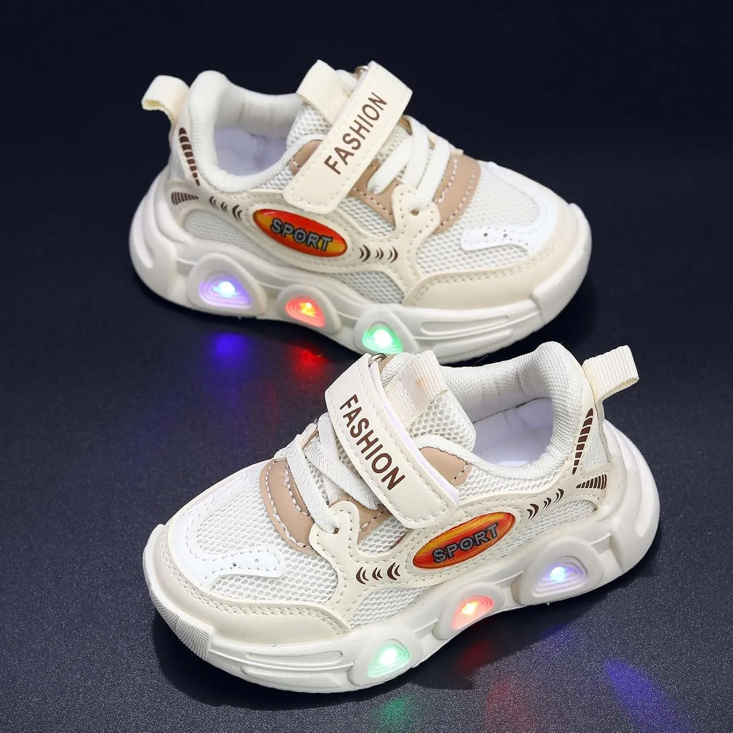 Sneakers for Girls Luminous Light Up Running Shoes with Hook and Loop Kids Non-Slip LED Flashing Breathable Walking Shoes