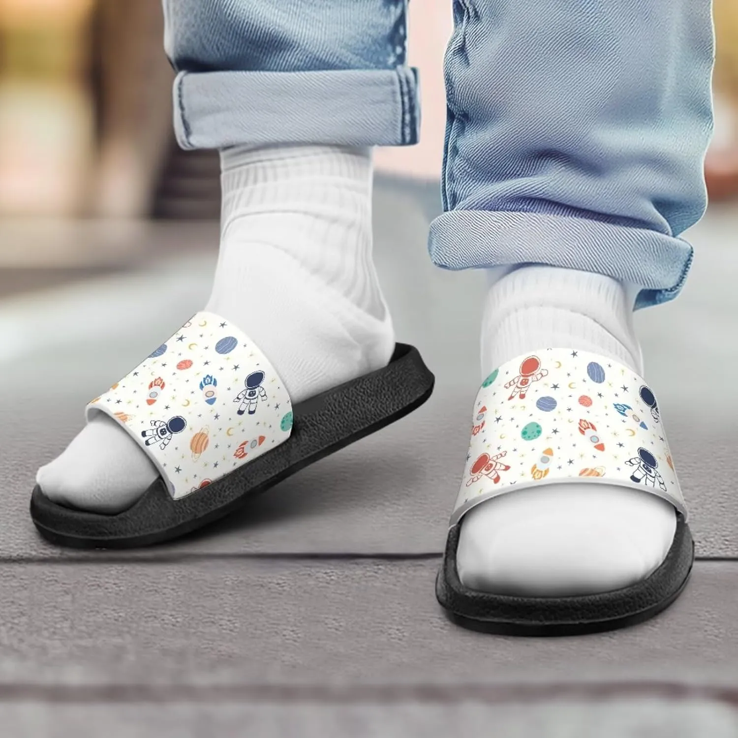 UNICEU Slides Sandals for Toddlers Comfortable Non-Slip House Slippers Casual Quick Drying Shower Shoes for Bathroom