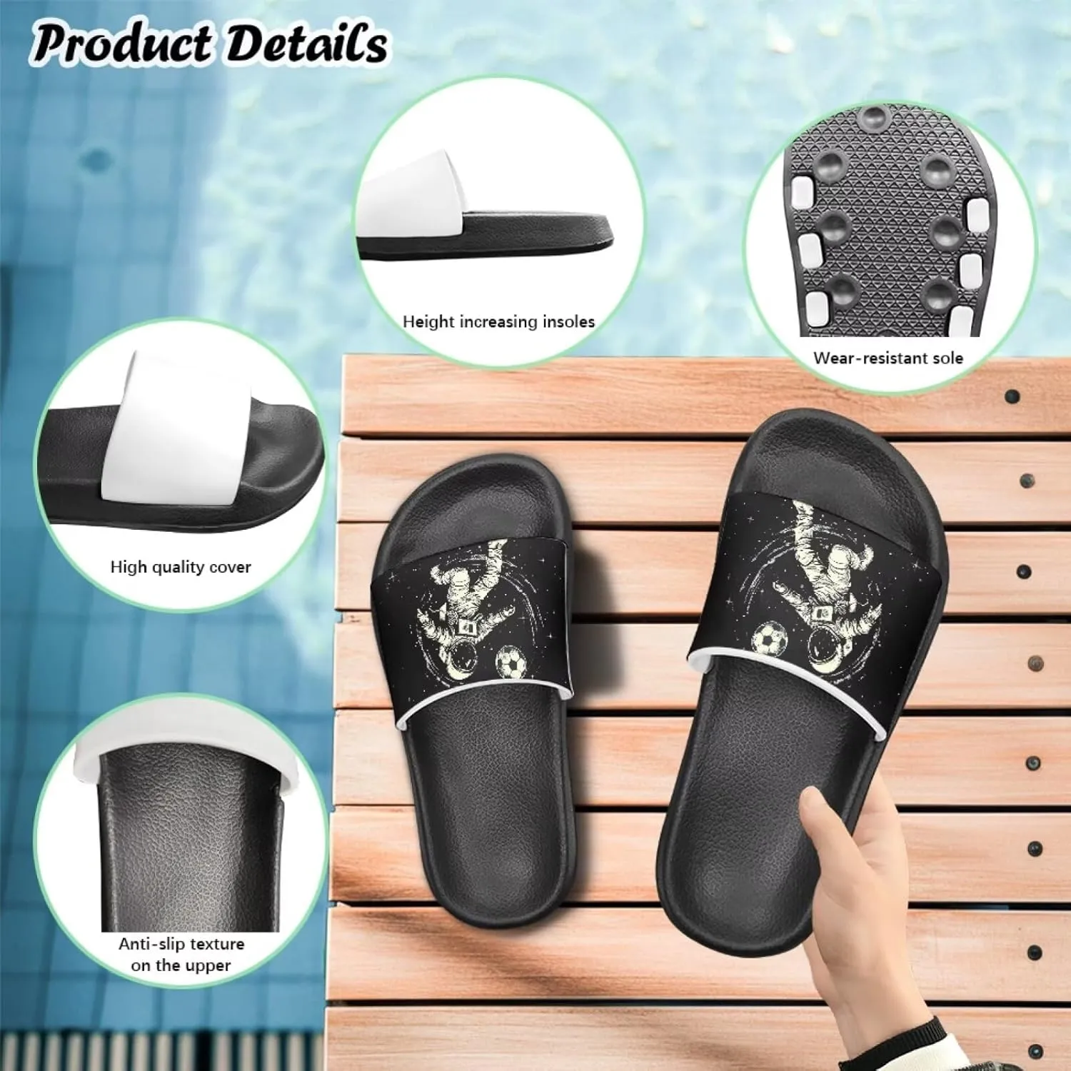 UNICEU Slides Sandals for Toddlers Comfortable Non-Slip House Slippers Casual Quick Drying Shower Shoes for Bathroom