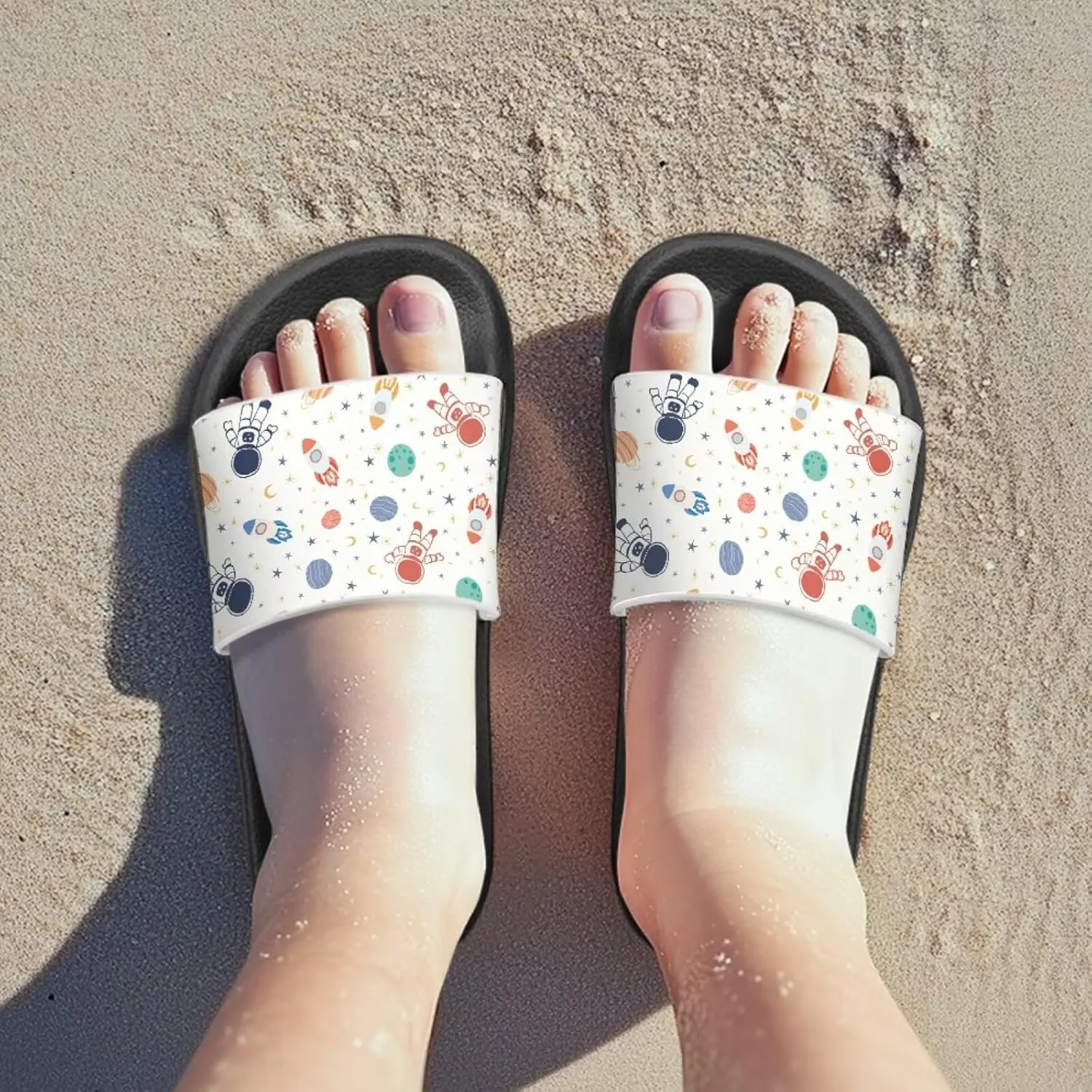 UNICEU Slides Sandals for Toddlers Comfortable Non-Slip House Slippers Casual Quick Drying Shower Shoes for Bathroom
