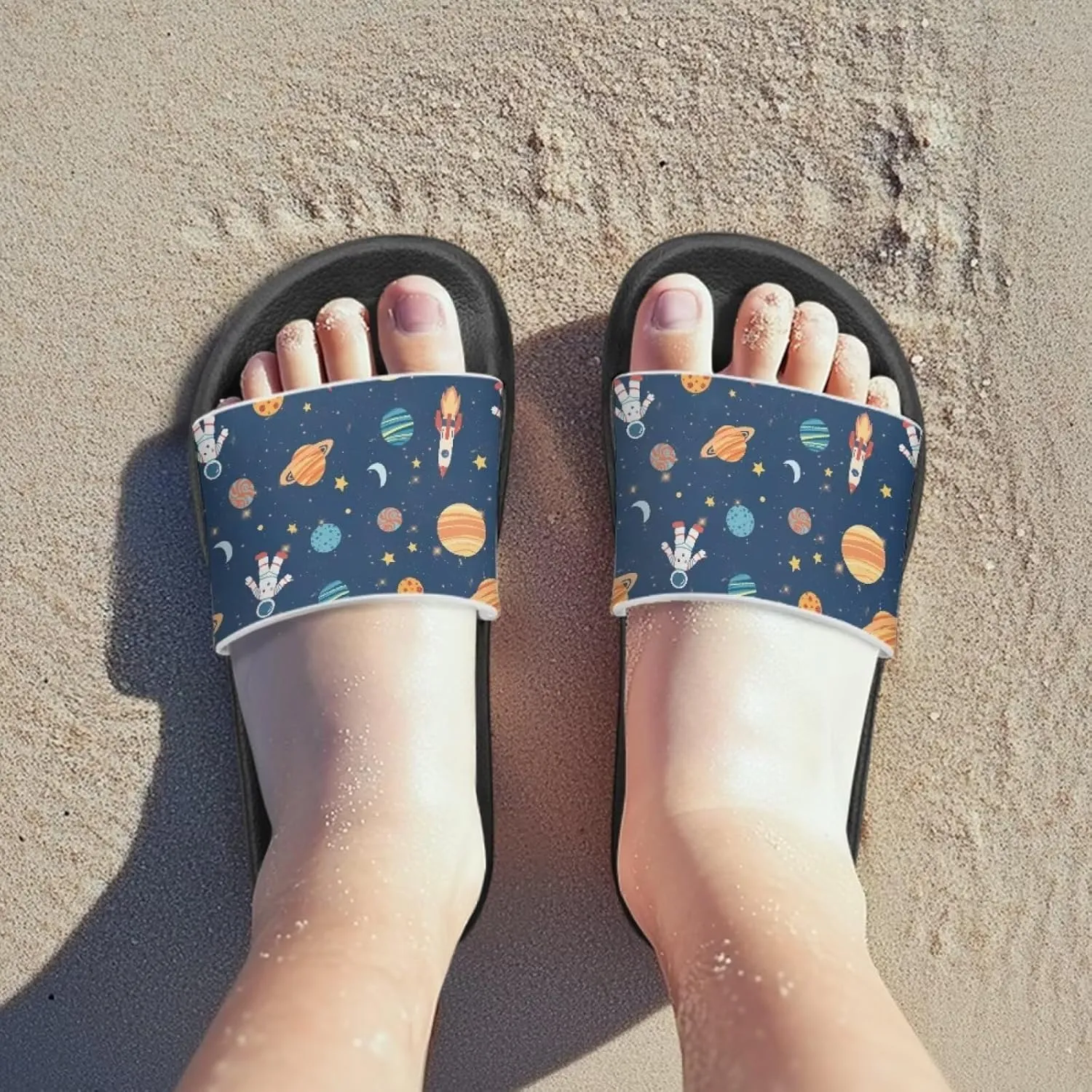 UNICEU Slides Sandals for Toddlers Comfortable Non-Slip House Slippers Casual Quick Drying Shower Shoes for Bathroom