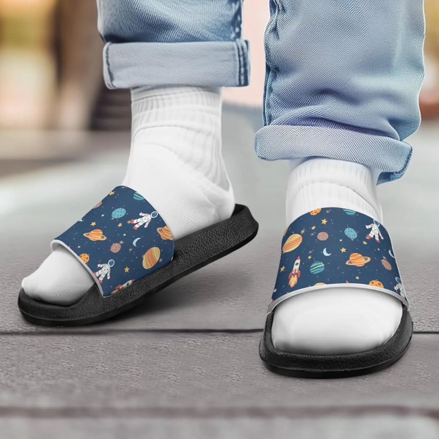 UNICEU Slides Sandals for Toddlers Comfortable Non-Slip House Slippers Casual Quick Drying Shower Shoes for Bathroom