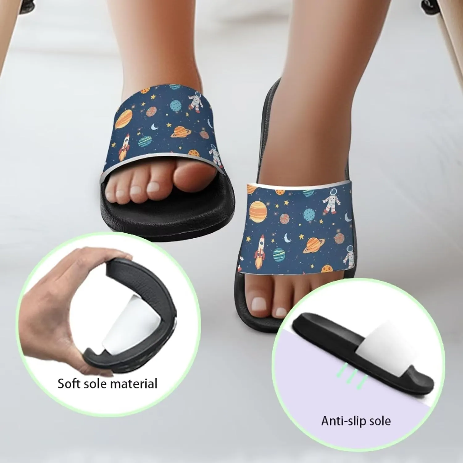 UNICEU Slides Sandals for Toddlers Comfortable Non-Slip House Slippers Casual Quick Drying Shower Shoes for Bathroom