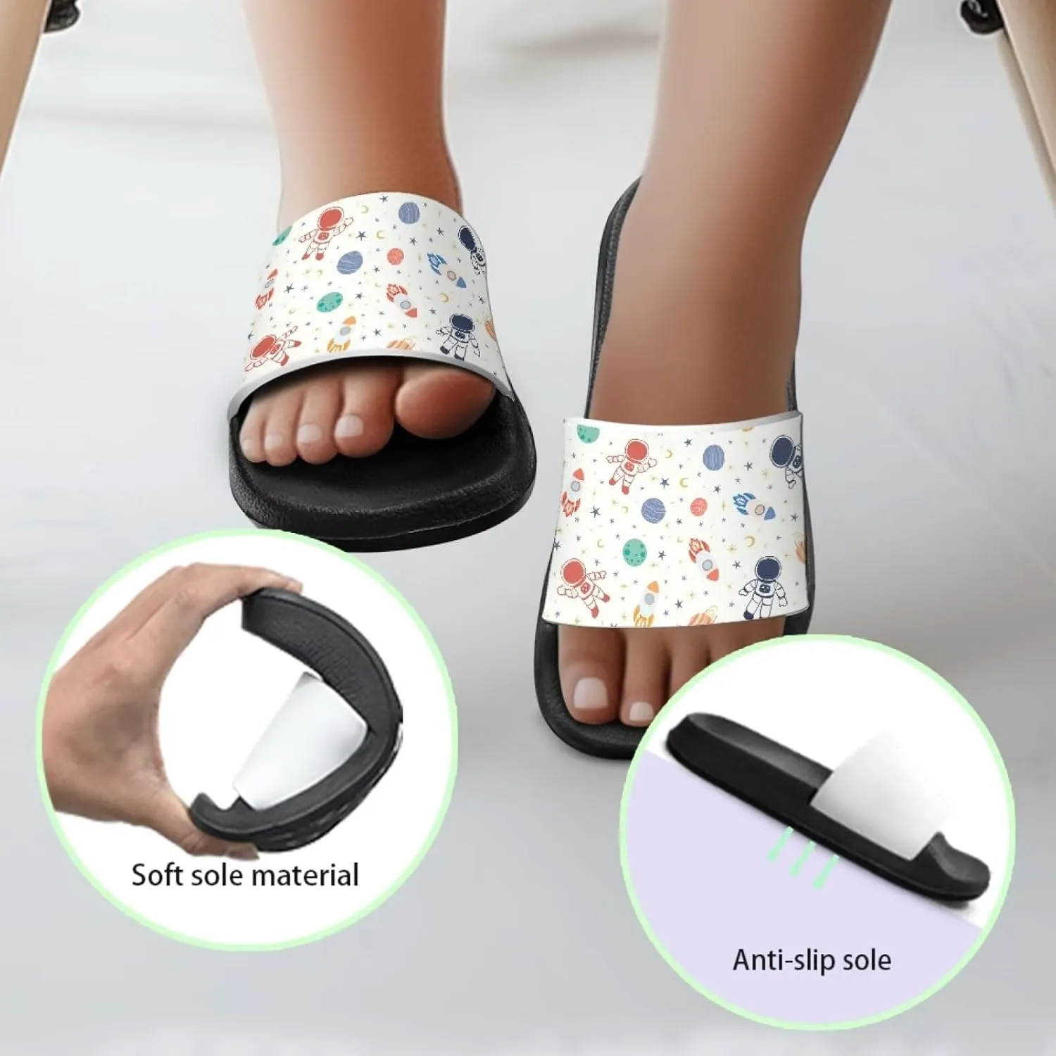UNICEU Slides Sandals for Toddlers Comfortable Non-Slip House Slippers Casual Quick Drying Shower Shoes for Bathroom