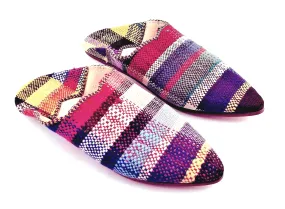 Upcycled Babouches from Vintage Moroccan blankets Multicolor Plaid